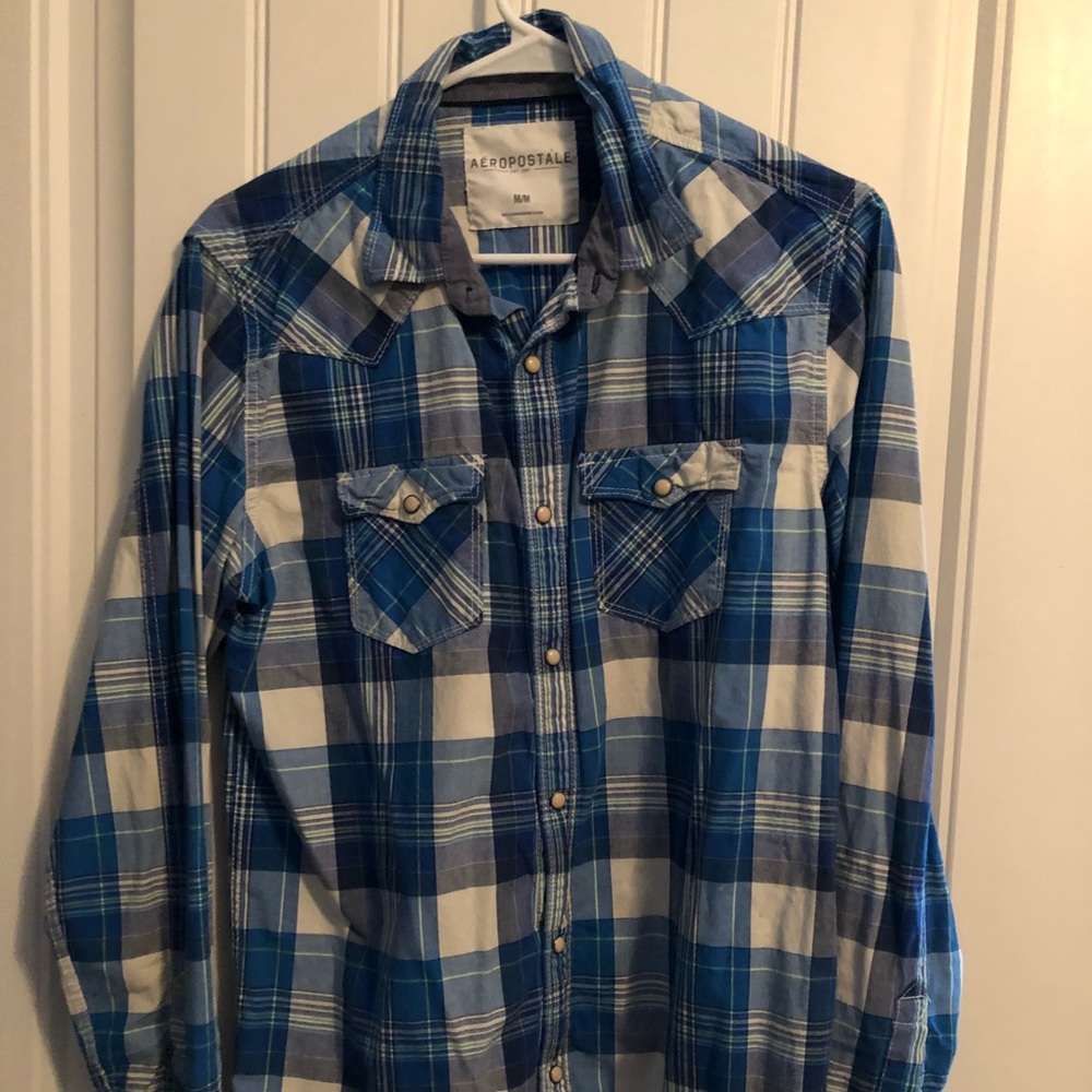 Aeropostale Blue Plaid Button-Up